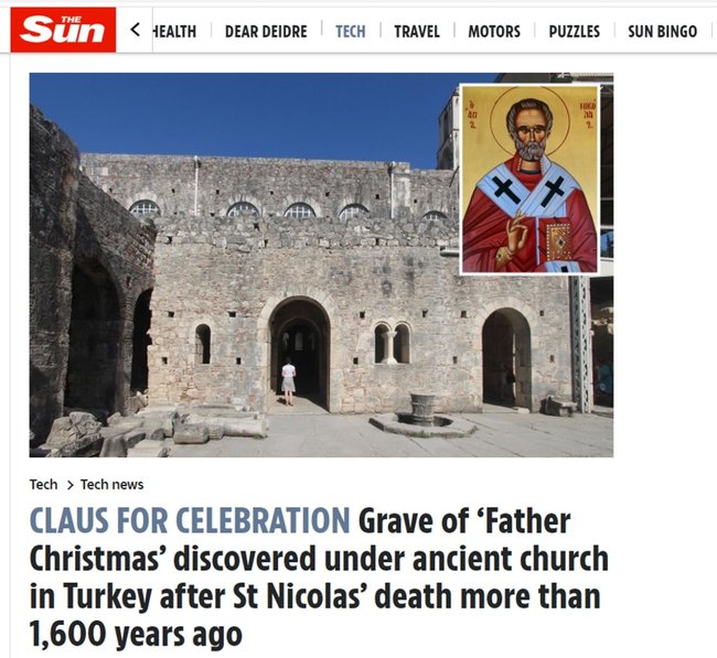 Dünya Noel Baba'nın mezarını konuşuyor