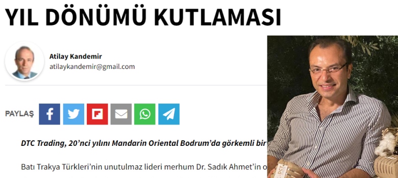 Milliyet köşe yazarı Kandemir, Levent Sadık Ahmet’i köşesine taşıdı